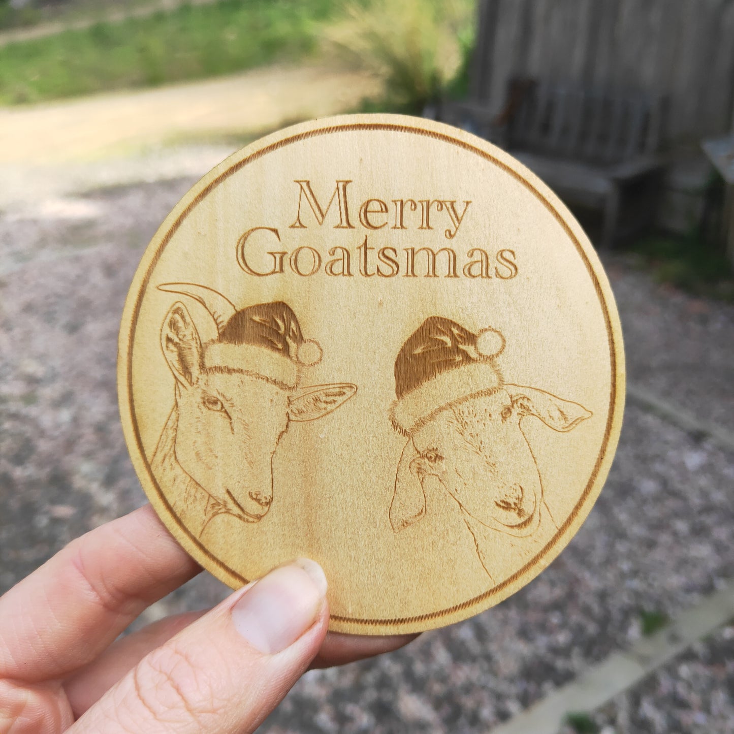 Merry Goatsmas Wooden Sticker