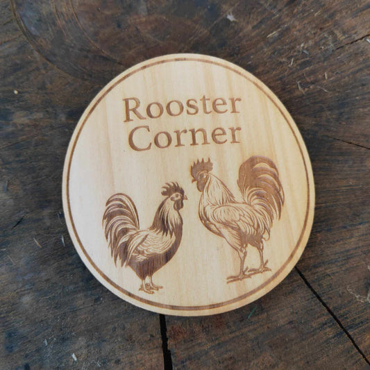 Rooster Corner Wooden Sticker