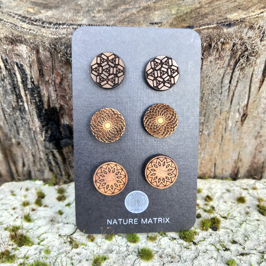 Geometric Studs 3 Pairs