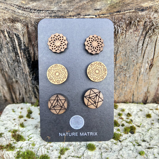 Geometric Studs 3 Pairs