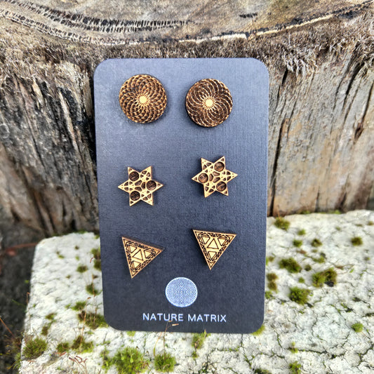 Geometric Studs 3 Pairs