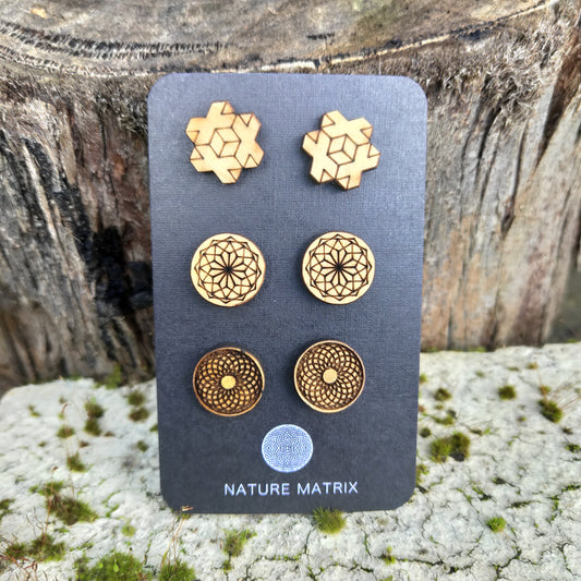 Geometric Studs 3 Pairs