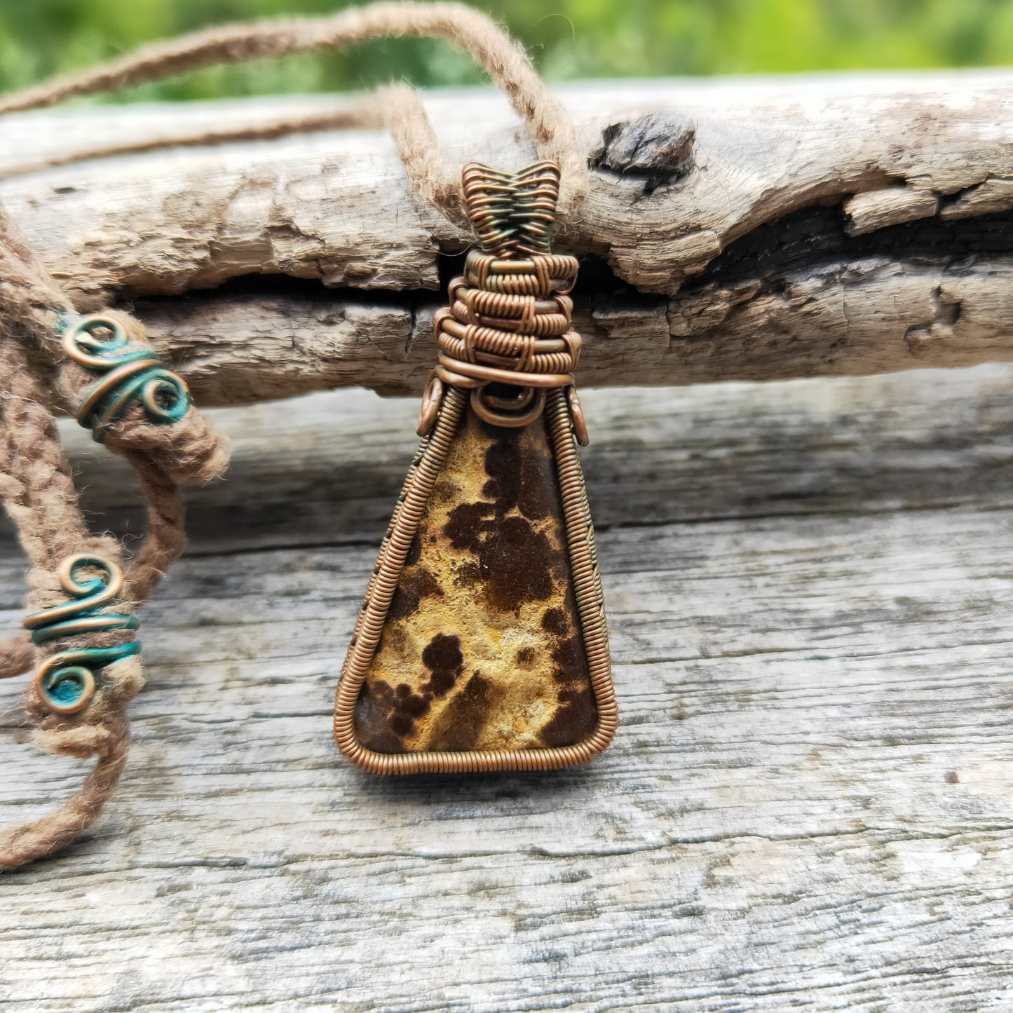 Copper Wrapped Boulder Opal Necklace