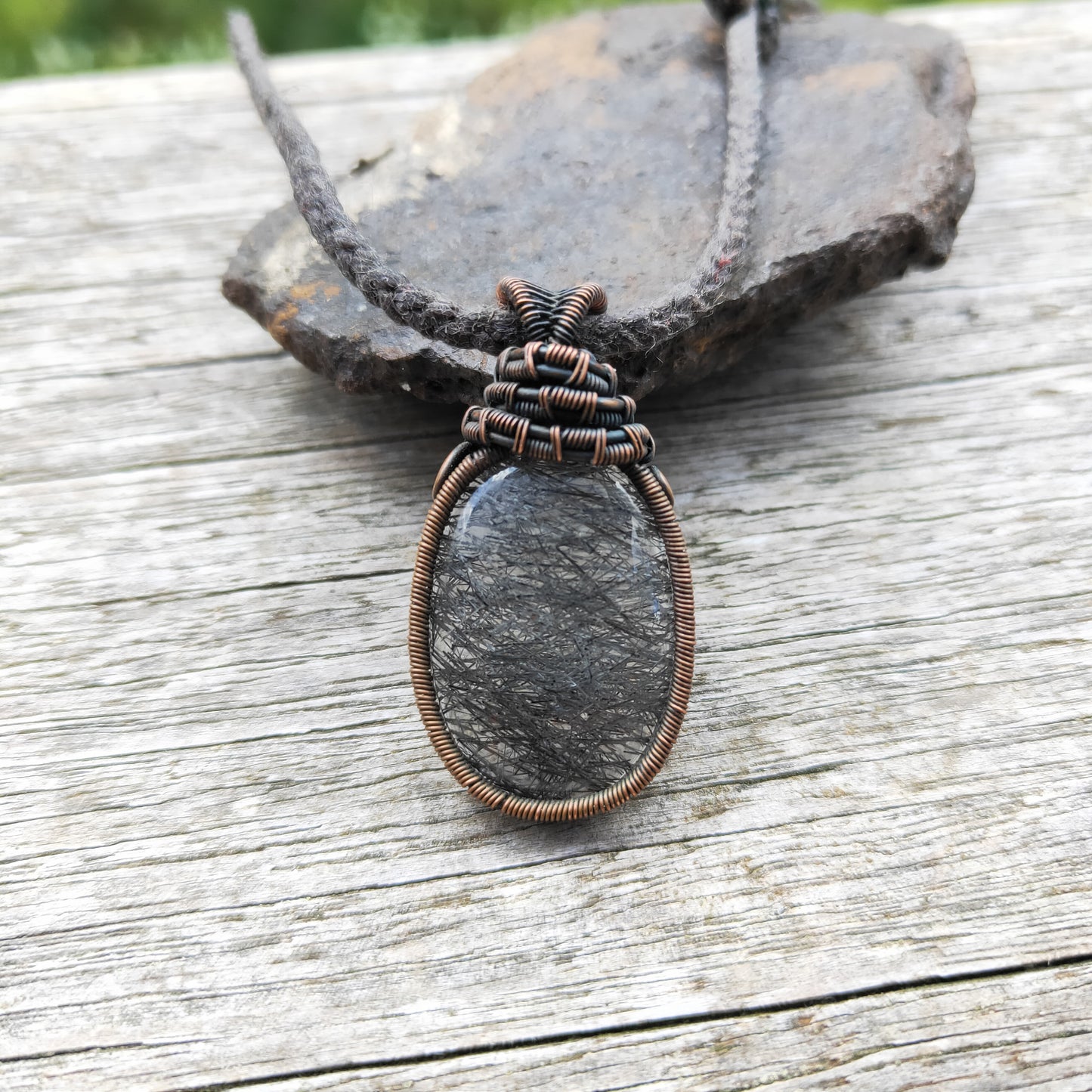 Copper Wrapped Rutile Quartz Necklace