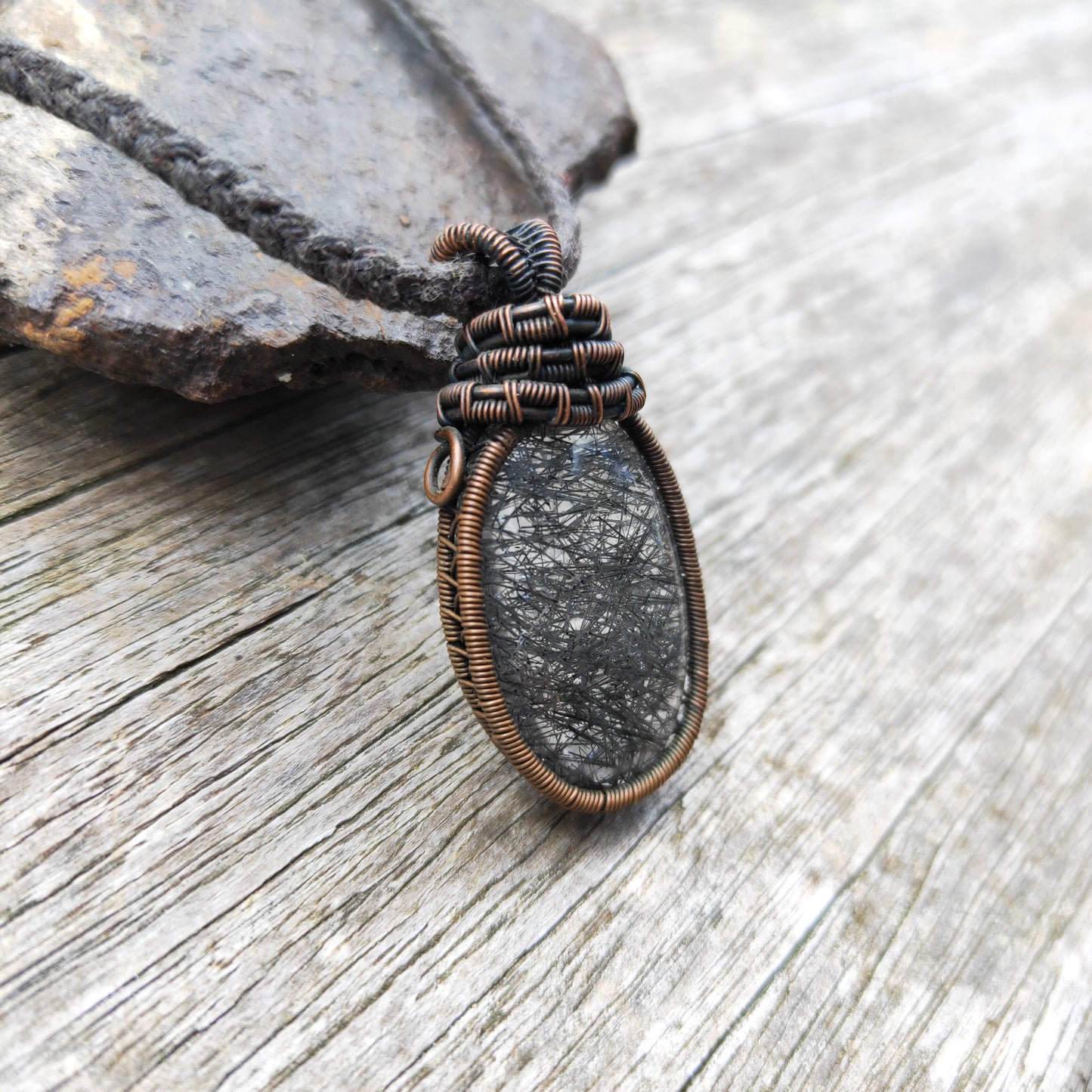 Copper Wrapped Rutile Quartz Necklace