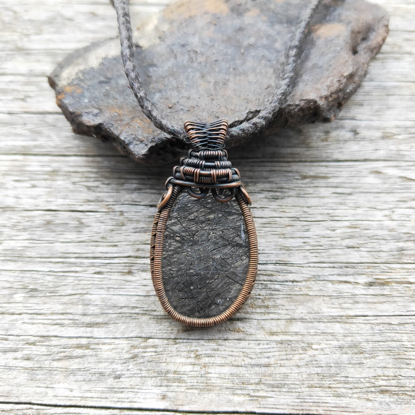 Copper Wrapped Rutile Quartz Necklace