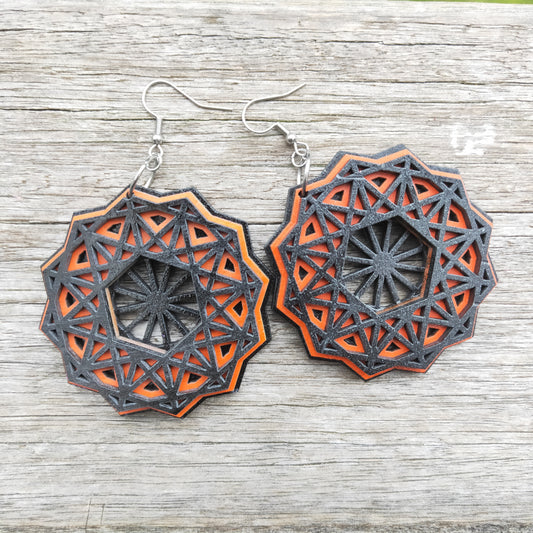 Orange Dodecagon Earrings