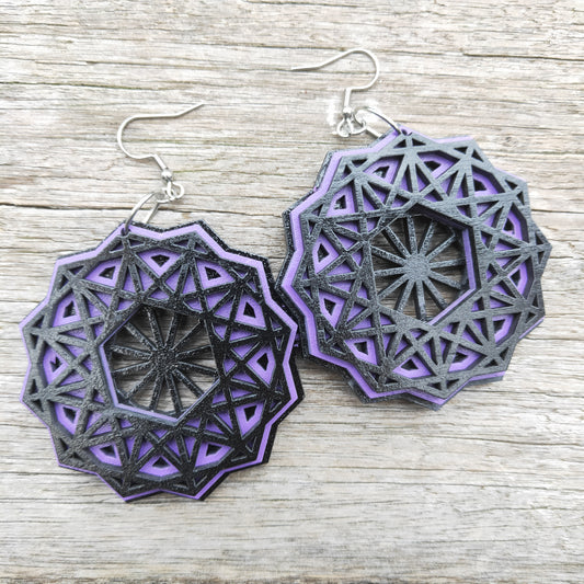 Purple Dodecagon Earrings