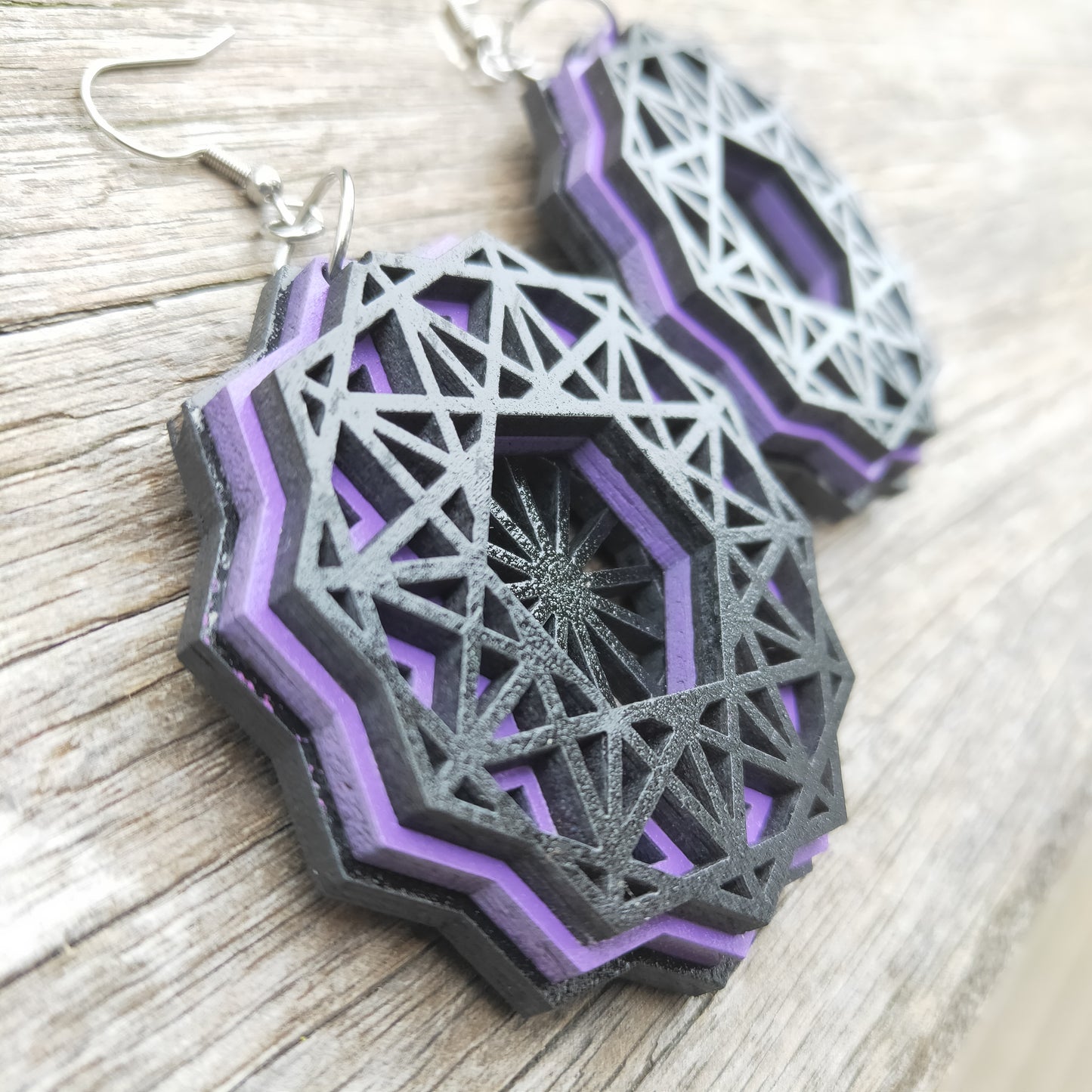 Purple Dodecagon Earrings