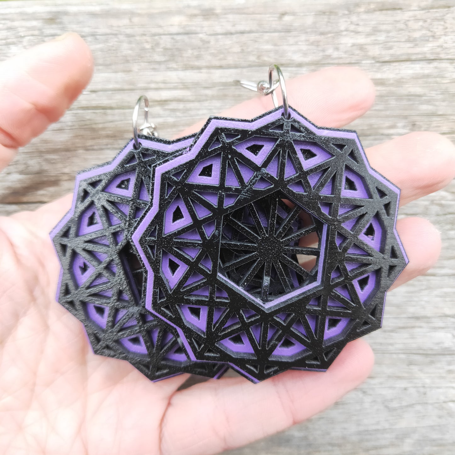 Purple Dodecagon Earrings