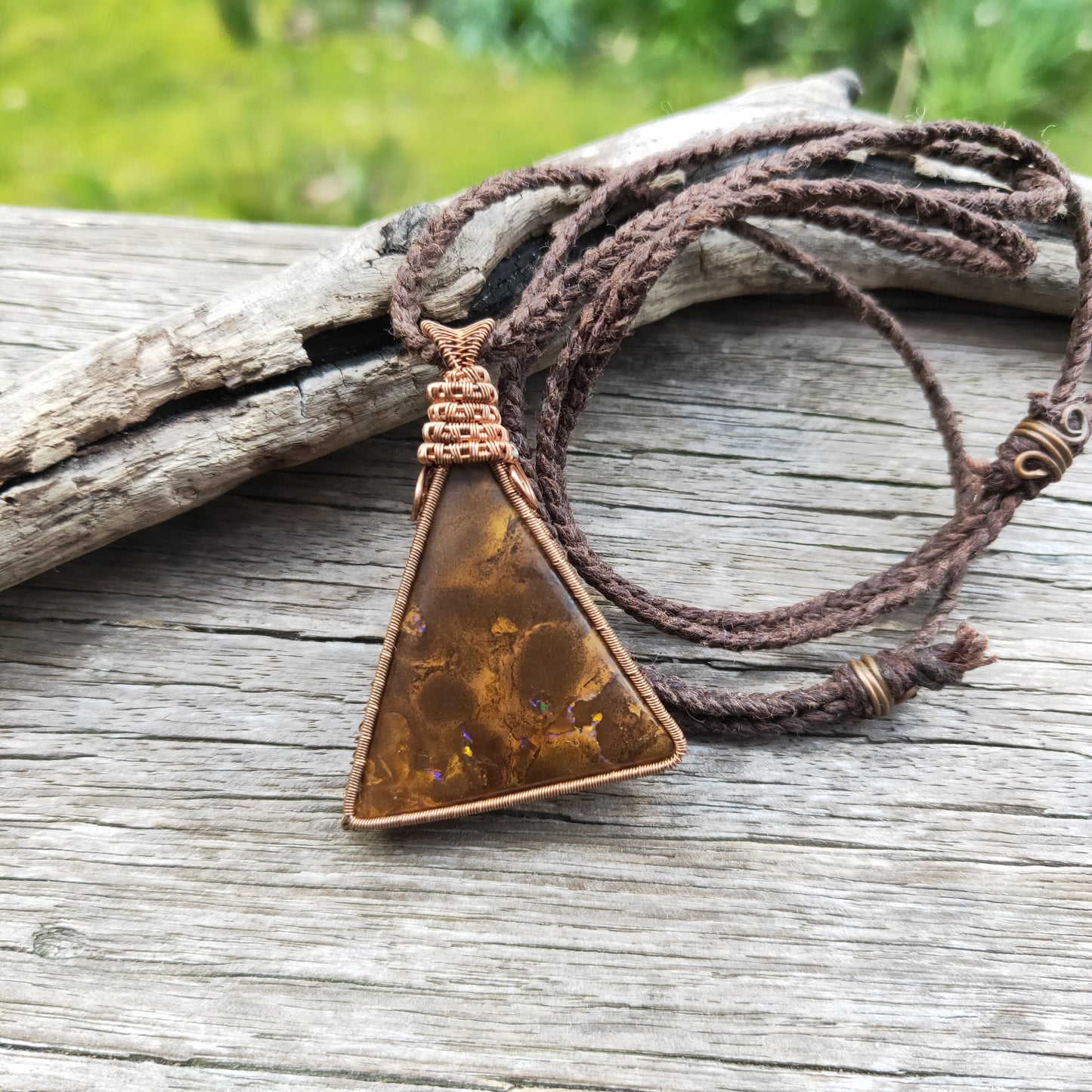 Copper Wrapped Boulder Opal Necklace