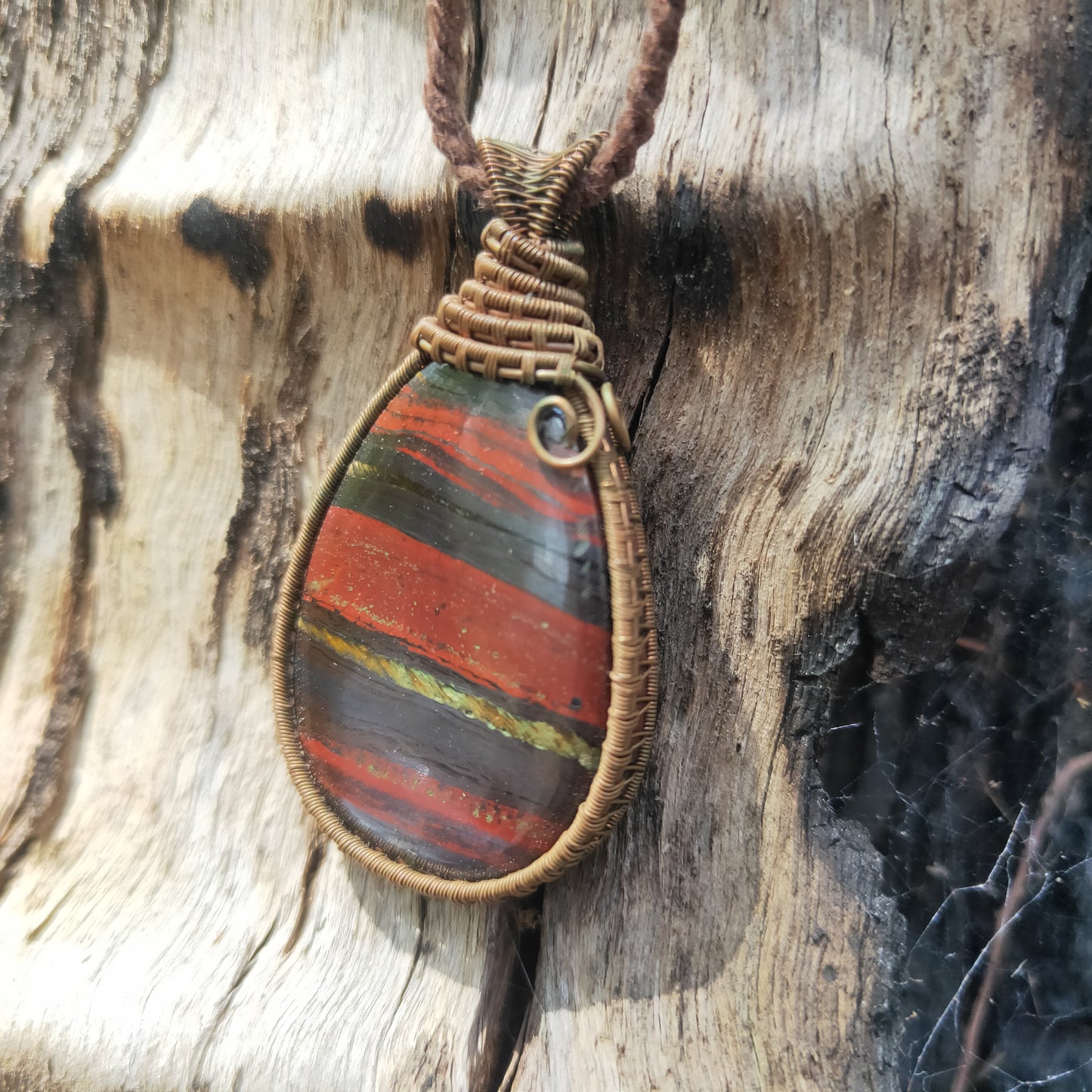 Copper Wrapped Tiger Iron Necklace