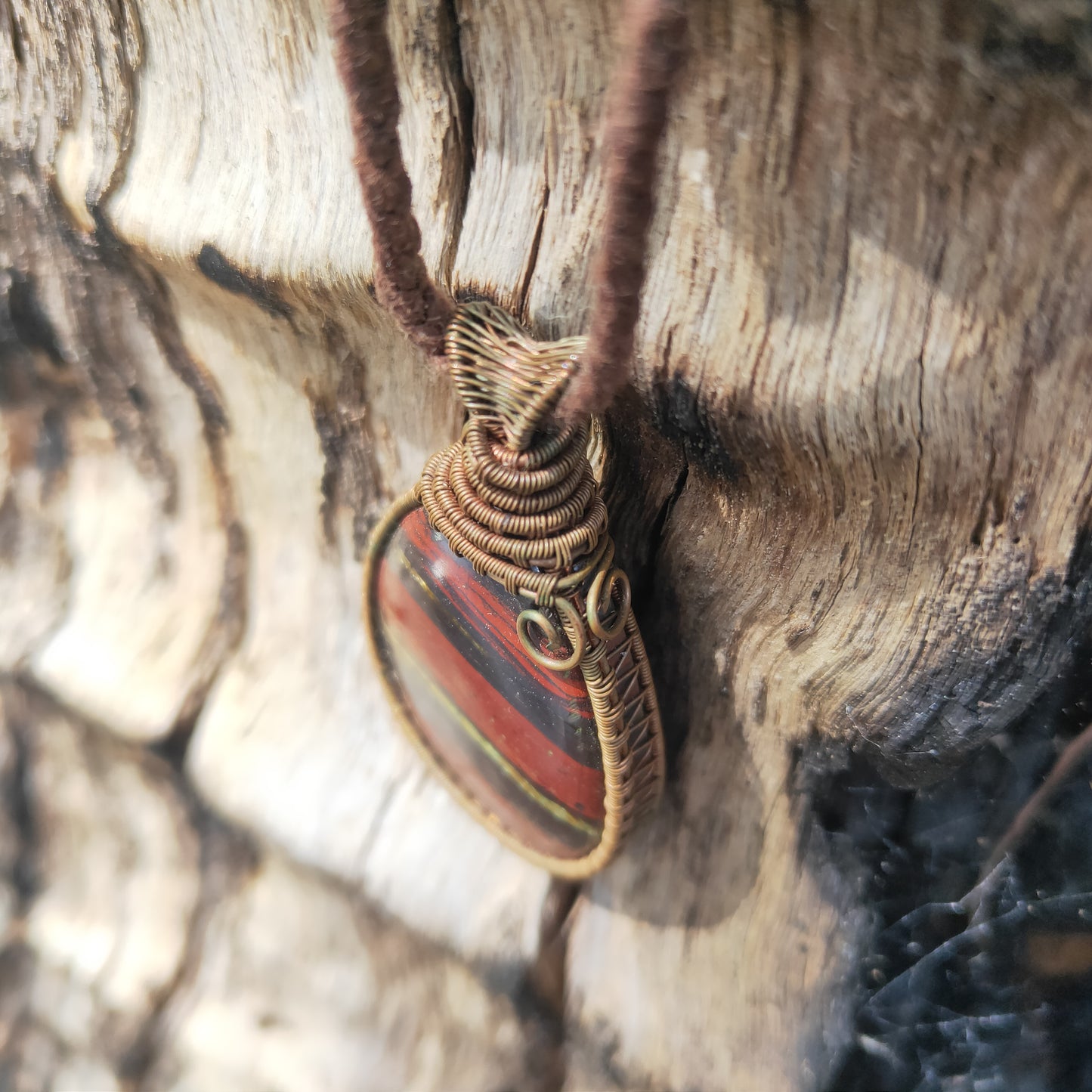 Copper Wrapped Tiger Iron Necklace
