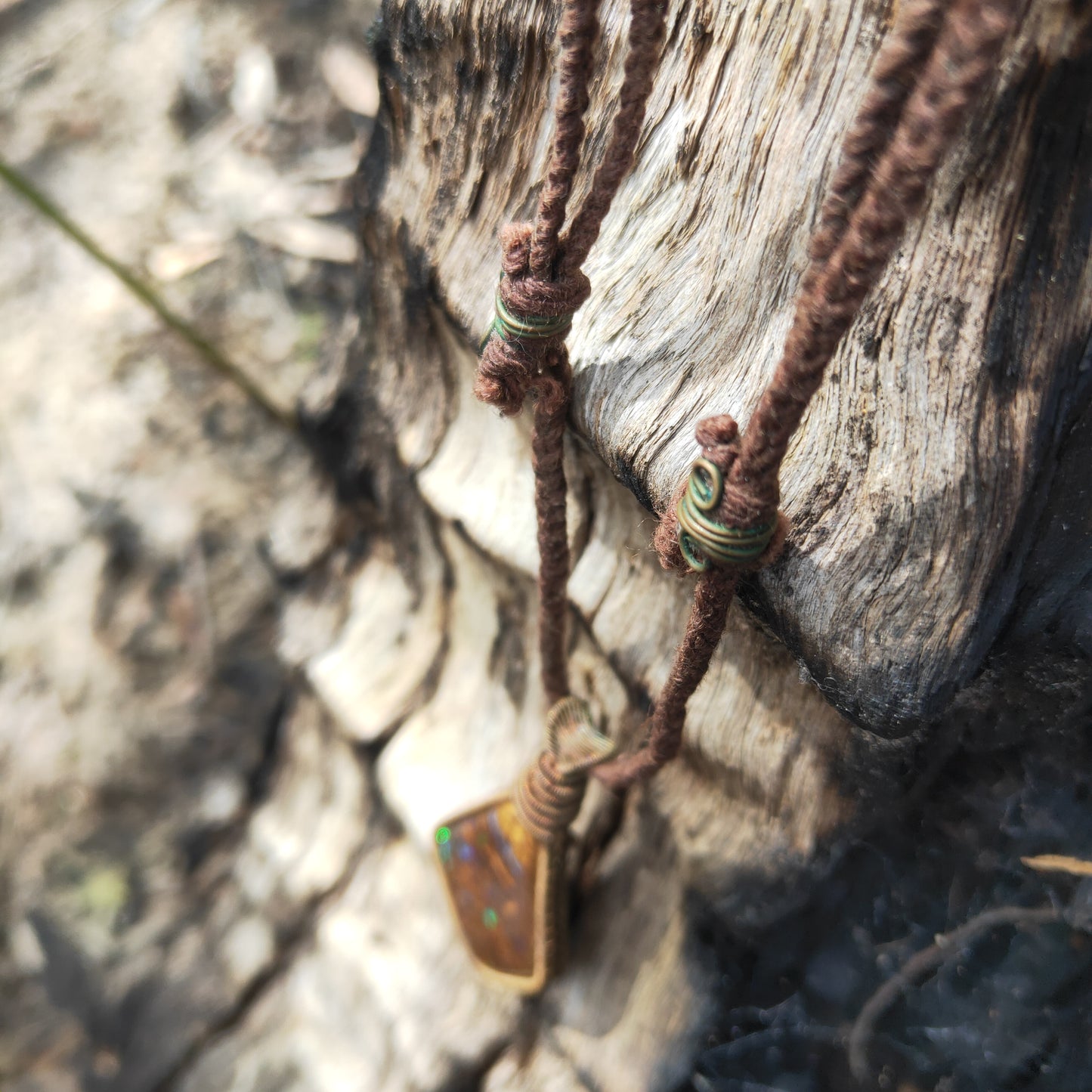 Copper Wrapped Boulder Opal Necklace